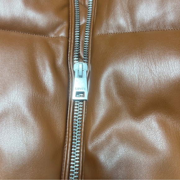 Levi's Brown Puffer Jacket with High Collar and Quilted Panels - Picture 5 of 9
